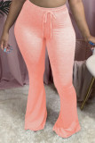 Pink Casual Solid Skinny Bottoms