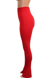 Pantalones pitillo sólidos casuales para adultos de moda roja