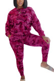 Rode Venetiaanse Mode Actieve volwassen Mevrouw Camouflage Tweedelige Pakken Potlood Lange Mouw Tweedelige