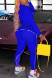 Королевский синий модный сексуальный взрослый лоскутный принт мэм Костюмы из двух предметов карандаш с длинным рукавом из двух предметов