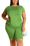 Gelb Mode Casual Adult Solid O Neck Plus Size