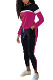 Light Pink Fashion Sportswear Adult Patchwork Solid Patchwork O Neck Long Sleeve Regular Sleeve Regular Two Pieces