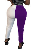 purple Fashion Street Adult Patchwork Solid Patchwork Straight Bottoms