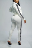 Abbigliamento sportivo bianco Solido patchwork Colletto con cerniera Manica lunga Manica regolare Due pezzi regolari