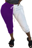 purple Fashion Street Adult Patchwork Solid Patchwork Straight Bottoms