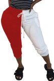 Pantalones rectos de parches lisos para adultos, moda urbana, color rojo
