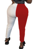 Red Fashion Street Adult Patchwork Solid Patchwork Straight Bottoms