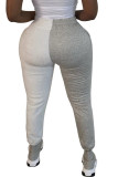 Grey Fashion Street Adult Patchwork Solid Patchwork Straight Bottoms