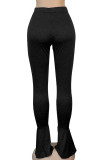 Black Fashion Daily Adult Solid Boot Cut Bottoms