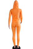 Orange Fashion adult Ma'am Street Solid Two Piece Suits pencil Long Sleeve Two Pieces