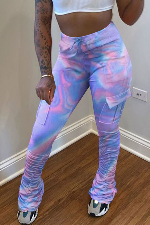 Pantaloni pieghevoli con stampa dolce multicolore