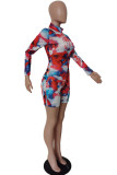 multicolor Fashion Street Adult Print O Neck Straight Rompers