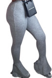 Grey Fashion Daily Adult Solid Boot Cut Bottoms