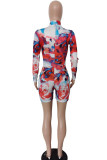 multicolor Fashion Street Adult Print O Neck Straight Rompers