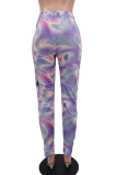 Yellow Blends Elastic Fly Mid Print Straight Pants Bottoms
