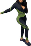 lila Mode-Sportbekleidung für Erwachsene, Briefdruck, Buchstabe, Umlegekragen, lange Ärmel, Flügelärmel, normal, zweiteilig