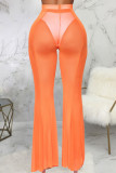 Orange Fashion Sexy Adult Solid Patchwork Boot Cut Bottoms