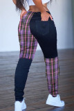 pantaloni casual patchwork viola