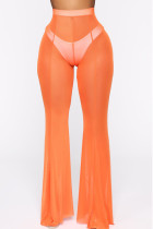 オレンジファッションセクシーな大人のソリッドパッチワークブーツカットボトムス