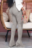 Grey Fashion Street Adult Solid Flounce Boot Cut Bottoms