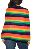 Stripe Fashion Casual Adult Striped O Neck Tops