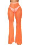 Orange Fashion Sexy Adulte Solide Patchwork Boot Cut Bottoms