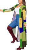 Capispalla con collo a barchetta in cardigan con stampa scozzese in raso twill elegante multicolore casual