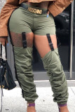 Pantaloni dritti patchwork tinta unita patchwork per adulti Green Fashion Street