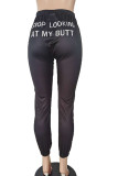 Black Fashion Casual Adult Letter Letter Straight Bottoms