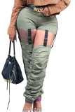 Green Fashion Street Adult Patchwork Solid Patchwork Straight Bottoms