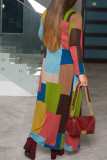 Multicolor Casual Elegante Twilled Cetim Xadrez Estampado Cardigan Bateau Neck Outerwear