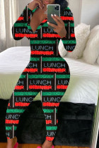 Grüne Fashion Adult Living Print Skinny Jumpsuits mit V-Ausschnitt
