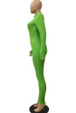 Grönt Mode Casual Vuxen Solid Vik O-hals Skinny Jumpsuits
