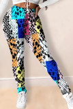 colour Fashion Casual Daily Twilled Satin Animal Print Print Pants Plus Size