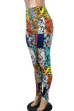 color Moda Casual Daily Twilled Satin Animal Print Print Pantalones Tallas grandes