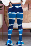 Pantaloni blu con taglio a stivale con stampa tie-dye per adulti sexy alla moda blu