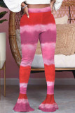 Pantaloni con taglio a stivale tie-dye con stampa per adulti sexy di moda rossa