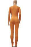 Grönt Mode Casual Vuxen Solid Vik O-hals Skinny Jumpsuits