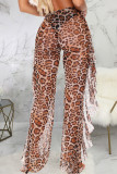 Estampado de leopardo Moda Sexy Adulto Estampado de almazuela Patchwork Pantalones sueltos