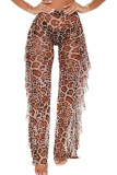 Leopard print Fashion Sexy Adult Patchwork Print Patchwork Loose Bottoms