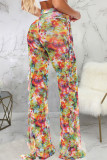 Pantalones sueltos de retazos con estampado de retales para adultos sexys de moda multicolor