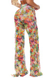 Multi-color Fashion Sexy Adult Patchwork Print Patchwork Loose Bottoms