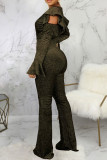 Yellow Fashion Sexy Adult Nylon Solid Patchwork O Neck Skinny Jumpsuits