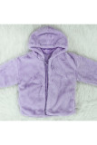 purple hooded Solid Zippered Pure Long Sleeve Coats & Cardigan