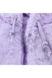 purple hooded Solid Zippered Pure Long Sleeve Coats & Cardigan