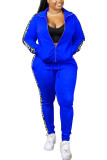 ブルー ファッション カジュアル 大人 レタード パッチワーク パッチワーク ターンダウンカラー 長袖 レギュラースリーブ レギュラー XNUMX枚