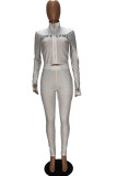 Khaki Fashion Sexy Erwachsener Ma'am Letter Solid Two Piece Suits Pencil Long Sleeve Two Pieces