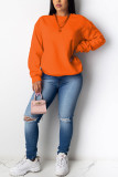 Orange Casual Solid O Neck Mid Waist Tops