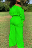 Флуоресцентный зеленый модный повседневный свободный комбинезон на одно плечо для взрослых