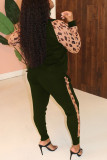 Black Fashion Casual Blends Patchwork Print Solid Patchwork Pants Long Sleeve Regular Sleeve Regular Two Pieces